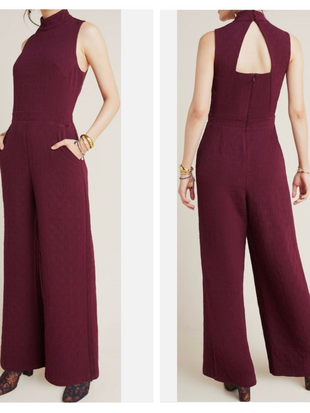 Eva Franco anthropologie Charley Mock Neck
Jumpsuit Plum Sz Small
